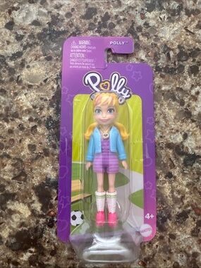 Polly Pocket Fashion Doll in Pink Outfit with Blue Jacket